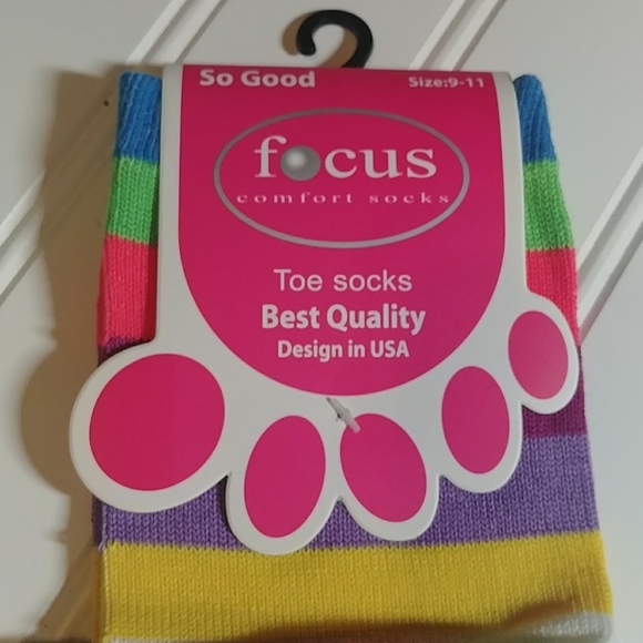 Focus Blue Rainbow Striped Toe Socks - Picture 3 of 8